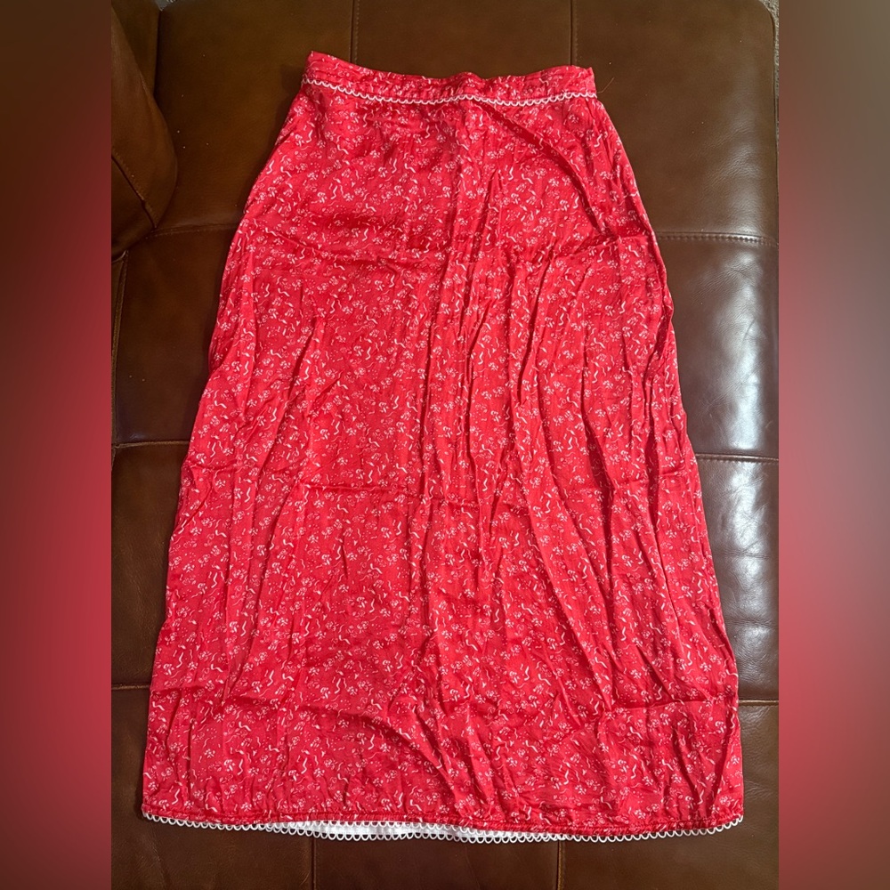 For Love & Lemons Red Midi Skirt